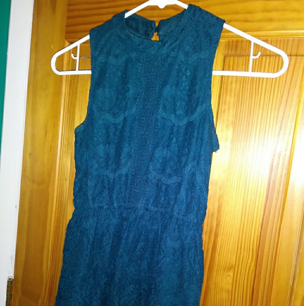 Dark teal lace dress